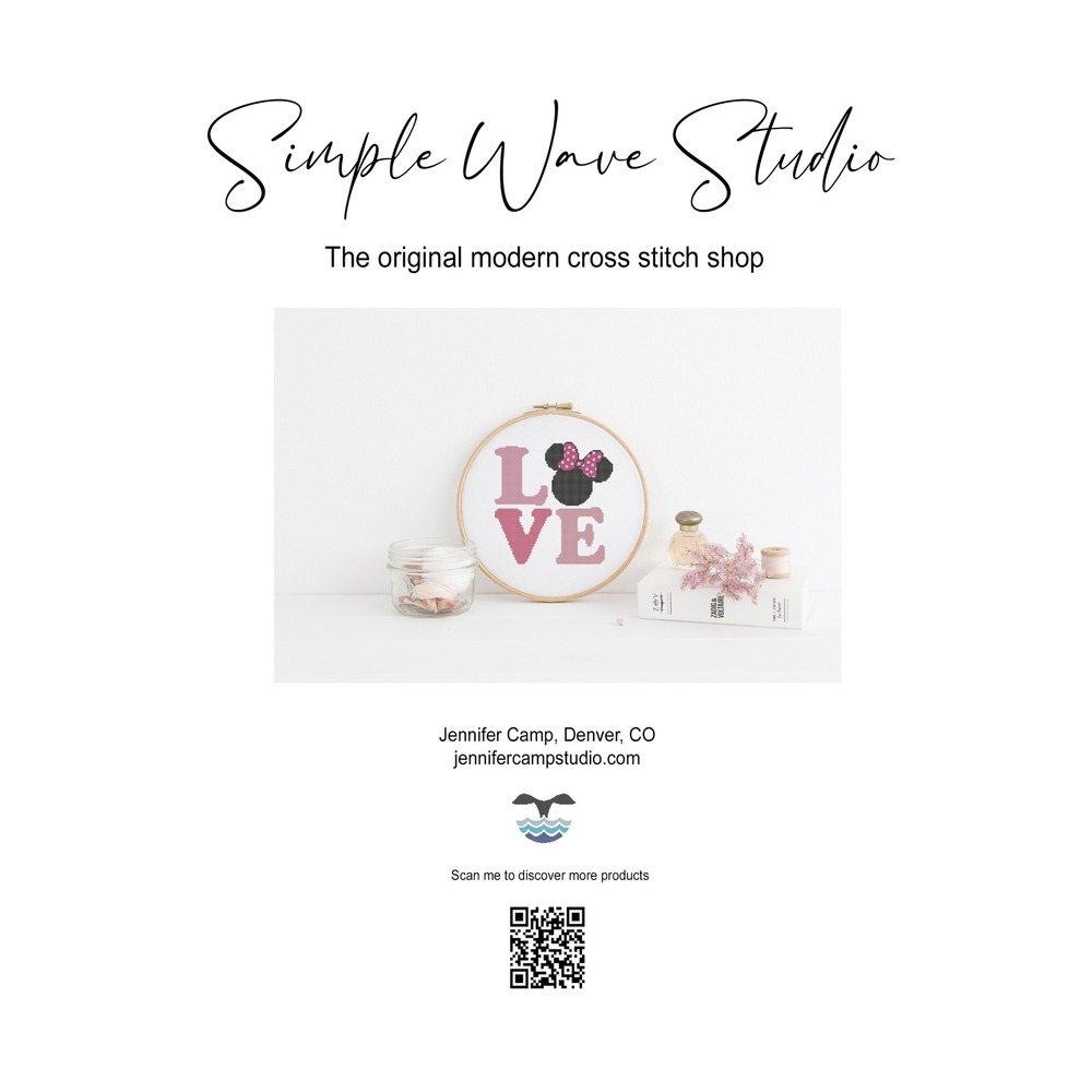Minnie‎ Mouse Love Counted Cross Stitch Pattern KIT